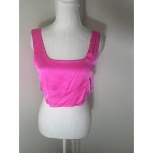 Nonchalant Neon Pink Silk Cropped Top Sz Xs